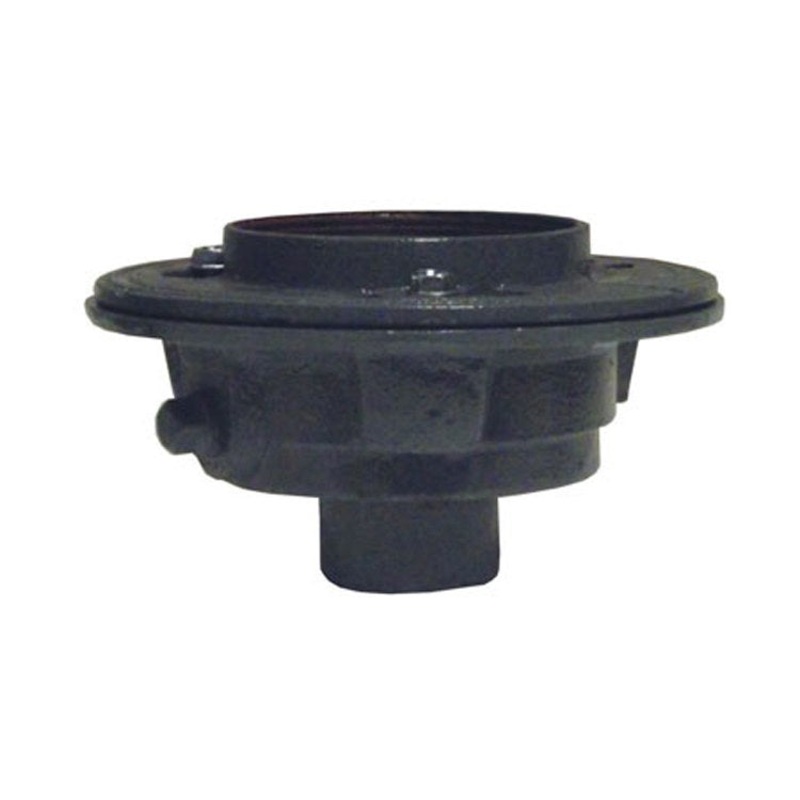 Drain Body 4 Inch Round Cast Iron for 6 Inch Square Shower Drain Throat Model 277-02