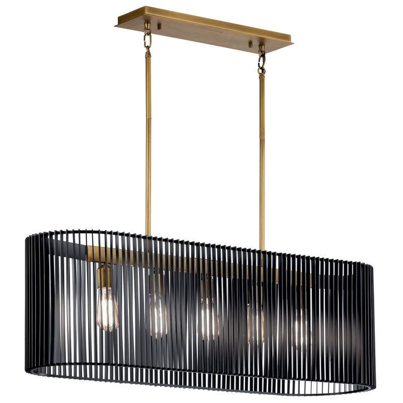 Kichler 44168BK Five Light Linear Chandelier, Black