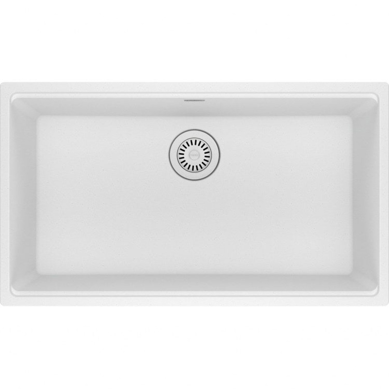 Kitchen Sink Maris 31 x 17.8 Inch 1 Bowl Polar White Undermount Rectangular Granite