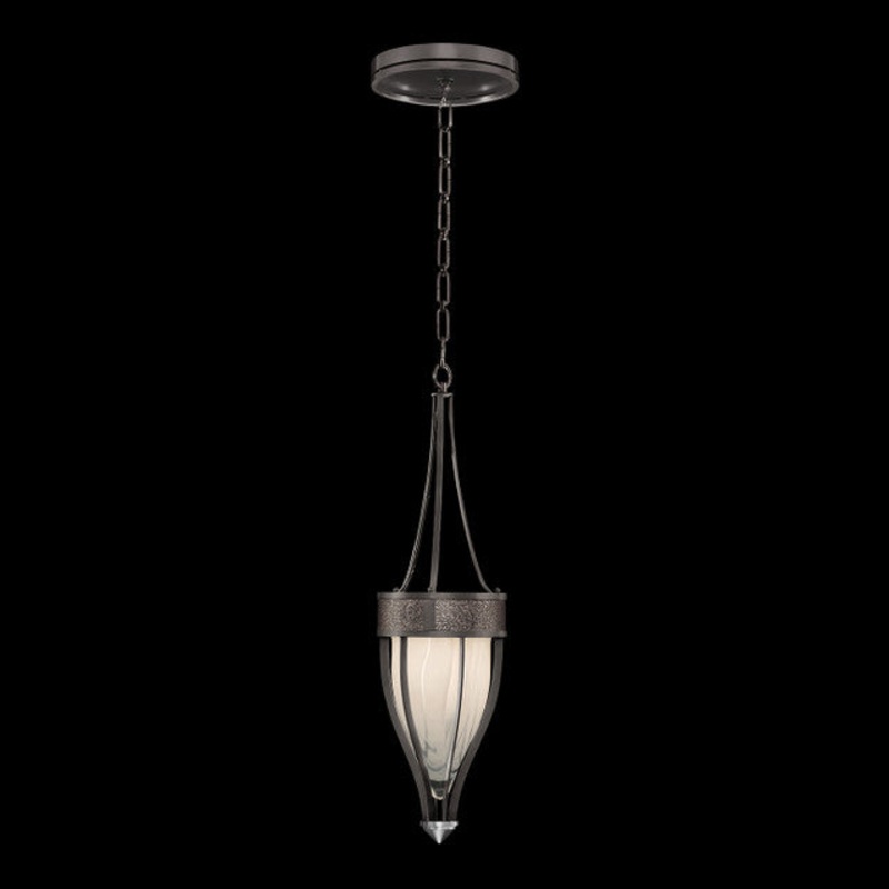 Mirage 7.5″W Round Pendant Midnight Steel/Nickel/Pebble