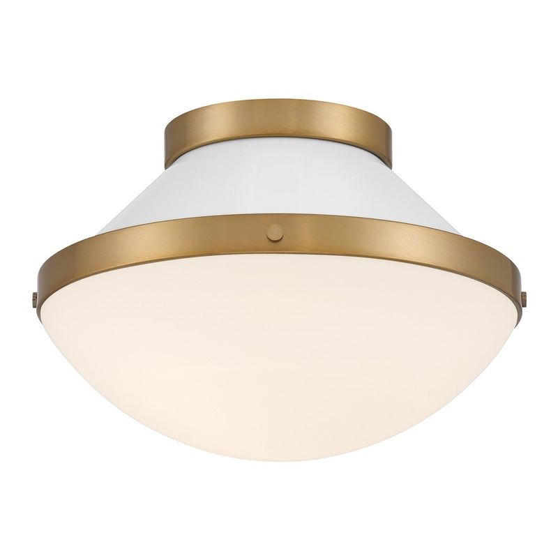 One Light Flush Mount from the Xander Collection in Vibrant Gold/White Finish by Crystorama