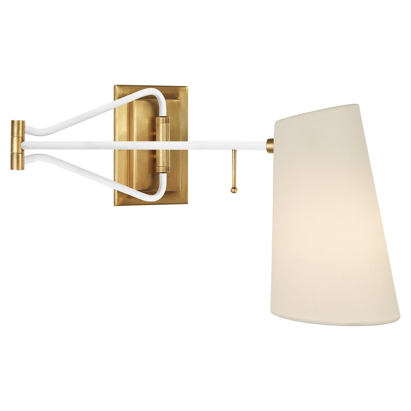 One Light Wall Sconce from the Keil Collection in Hand-Rubbed Antique Brass And White Finish by Visual Comfort Signature