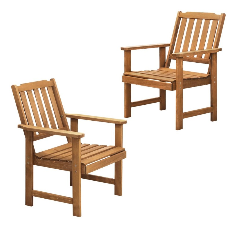 Outdoor Armchair Wooden Patio Set of 2 Chairs