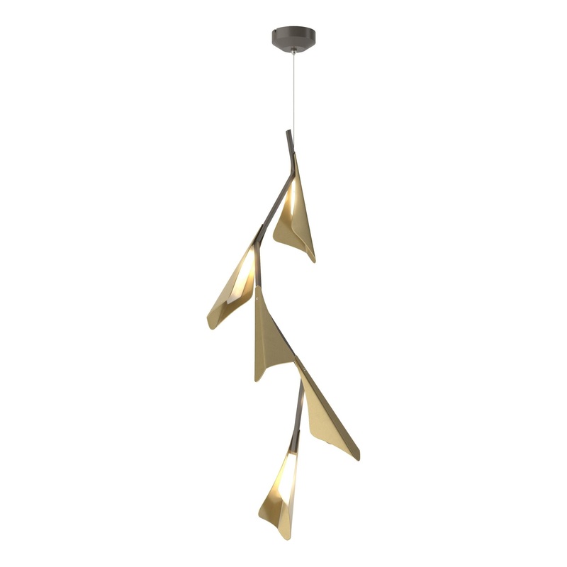 Plume 5-Light LED Pendant Dark Smoke Modern Brass