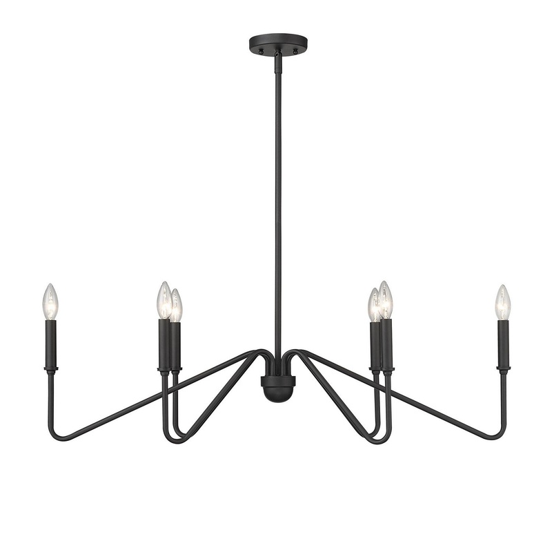 Six Light Linear Pendant from the Kennedy Collection in Natural Black Finish by Golden