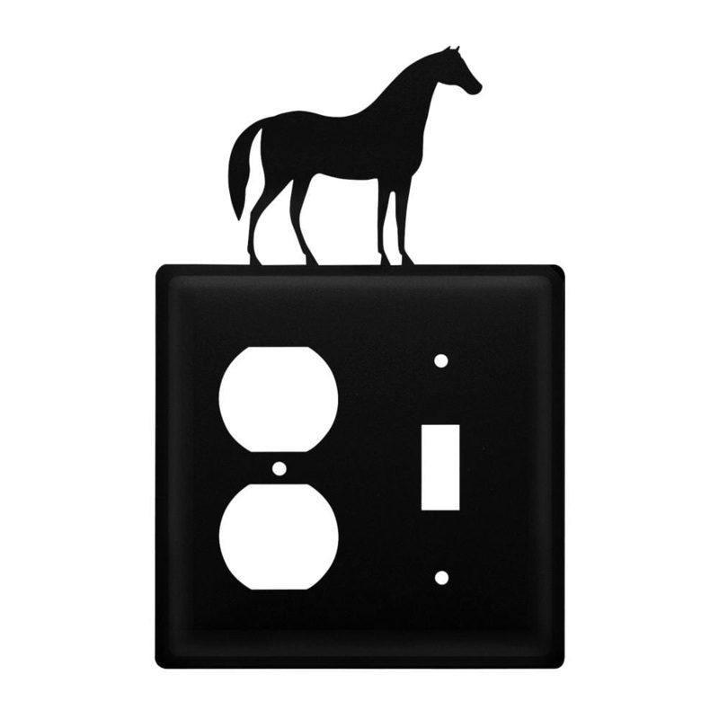 Village Wrought Iron EOS-68 Double Horse Single Outlet and Switch Cover