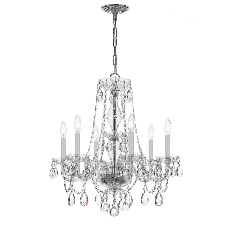Crystorama 5086-CH-CL-S Traditional Crystal Six Light Chandelier Polished Chrome