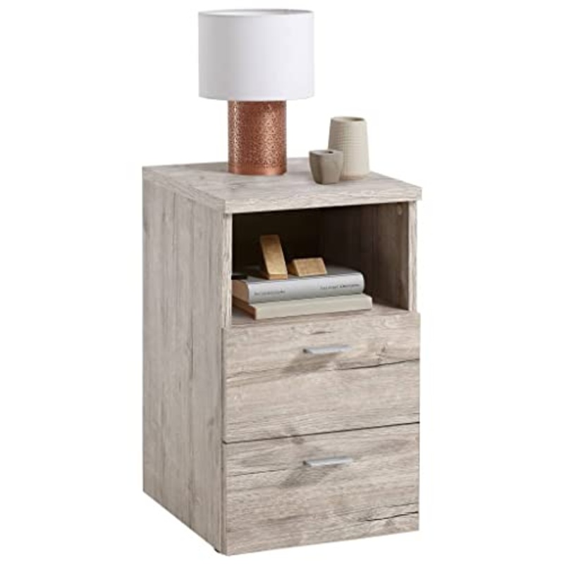 FMD Moebel 652001Colima 1tavolo di notte con scomparto/2cassetti legno marrone 35,0x 40,0x 61,5cm