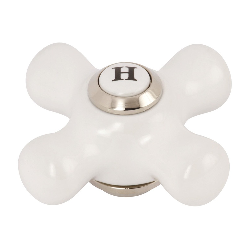 KSH3606PXH Hot Porcelain Cross Handle, Polished Nickel