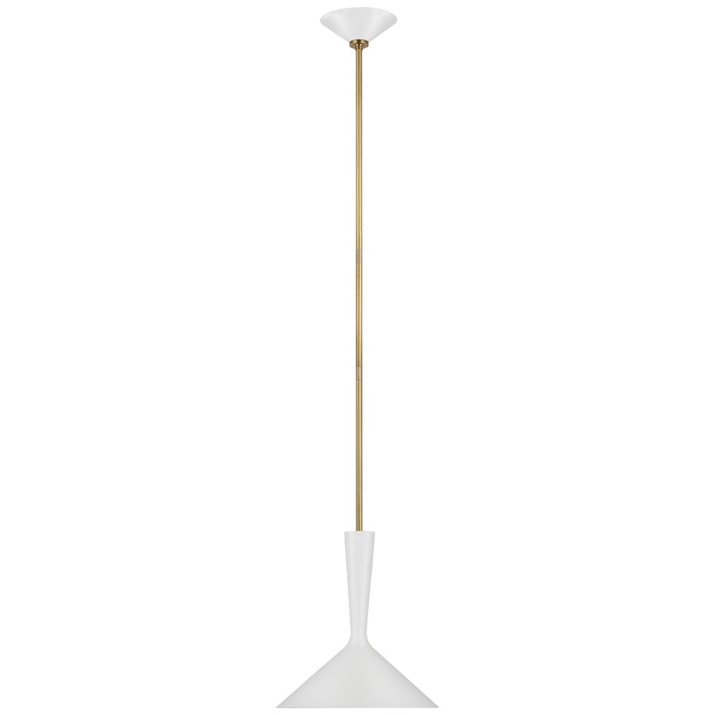 LED Pendant from the Rosetta Collection in Matte White And Hand-Rubbed Antique Brass Finish by Visual Comfort Signature