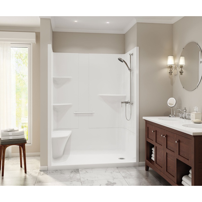 MAAX 105921-2-000-001 Camelia SH-6034 Acrylic Alcove Center Drain One-Piece Shower in White