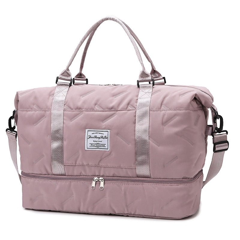 Purple Stylish Quilted Duffel Bag for Travel & Gym – Large Capacity Weekender with Shoe Compartment and Wet Pocket