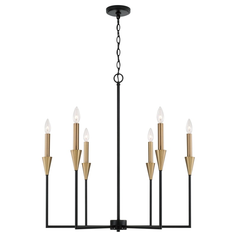 Six Light Chandelier from the Avant Collection in Aged Brass and Black Finish by Capital Lighting
