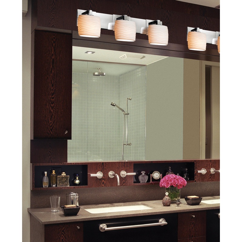 Three Light Bath Bar from the Limoges Collection in Brushed Nickel Finish by Justice Designs