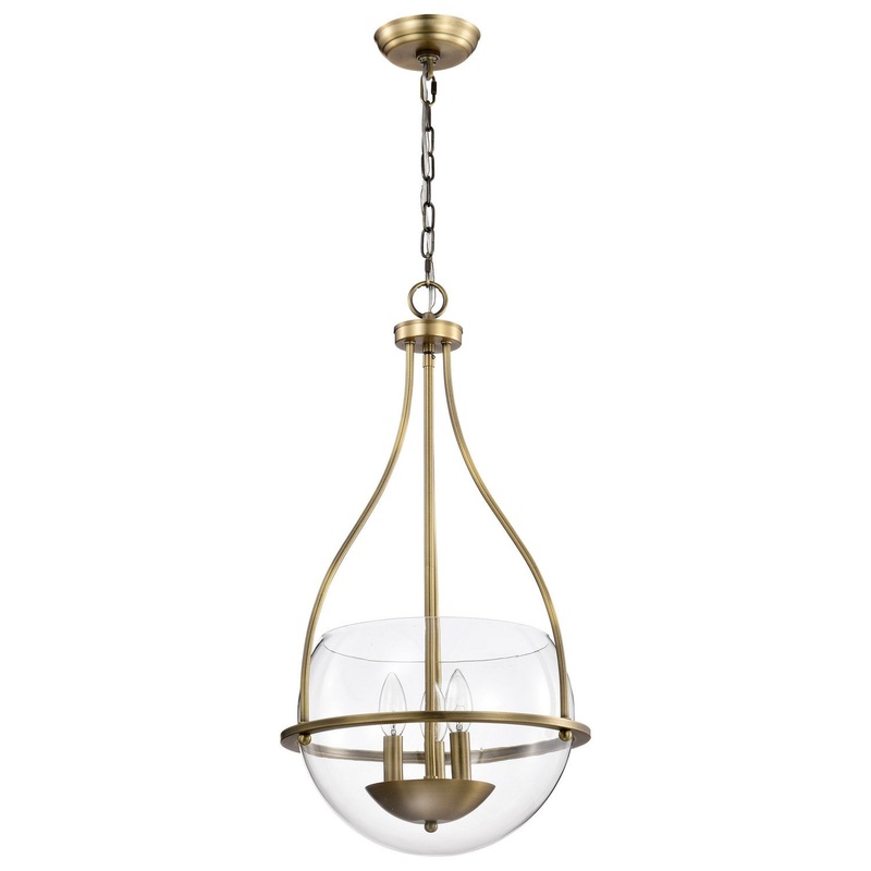 Three Light Pendant from the Amado Collection in Vintage Brass Finish by Nuvo Lighting