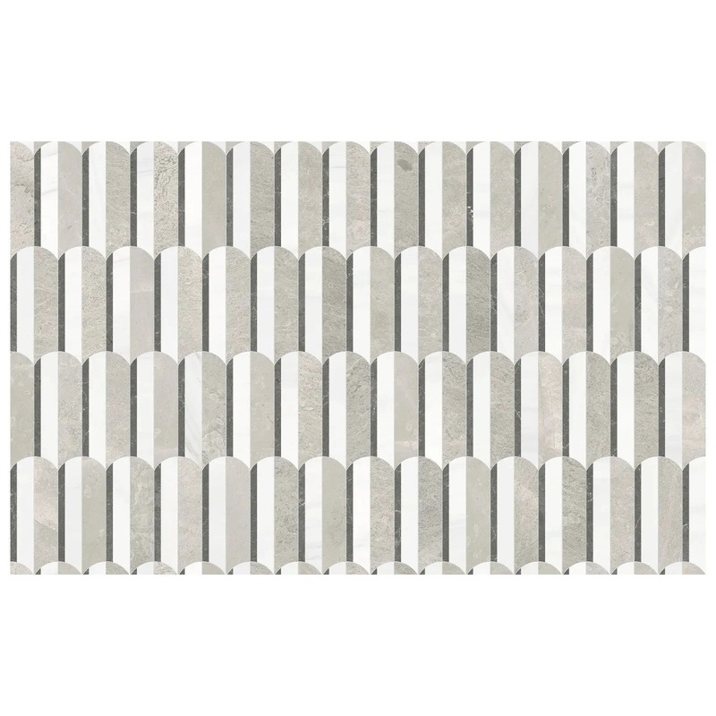 Utopio Hydros Mist Honed W/ Polished Accents Natural Stone Waterjet Mosaic