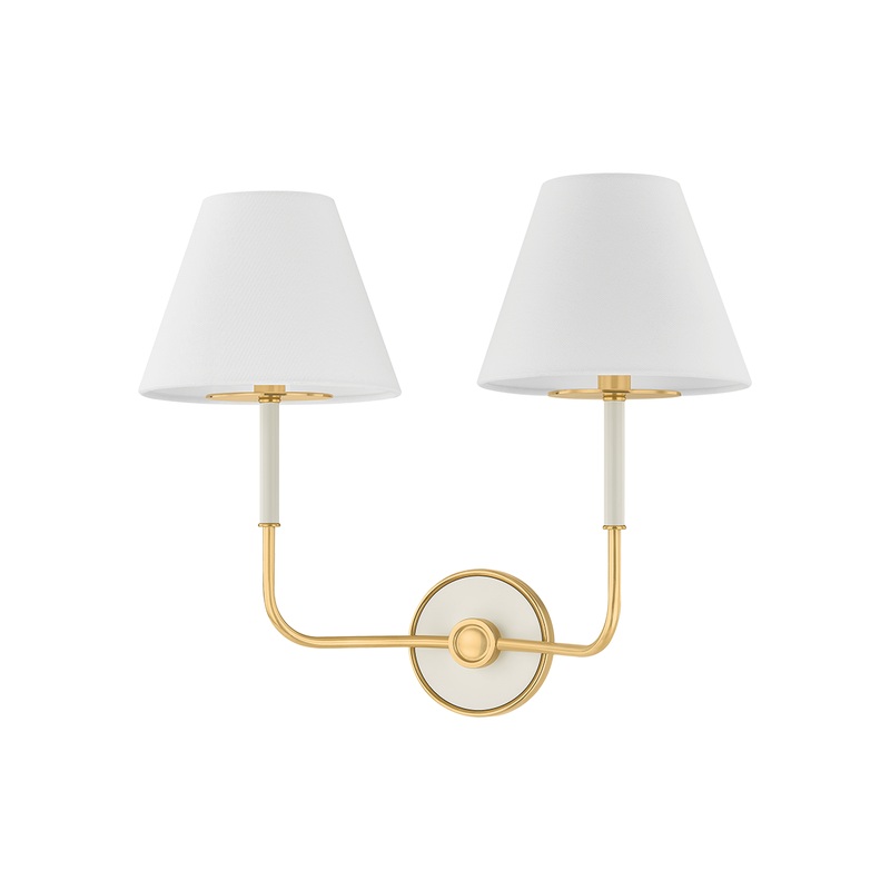 Wedgewood 2-Light Wall Sconce Aged Brass/Off-White