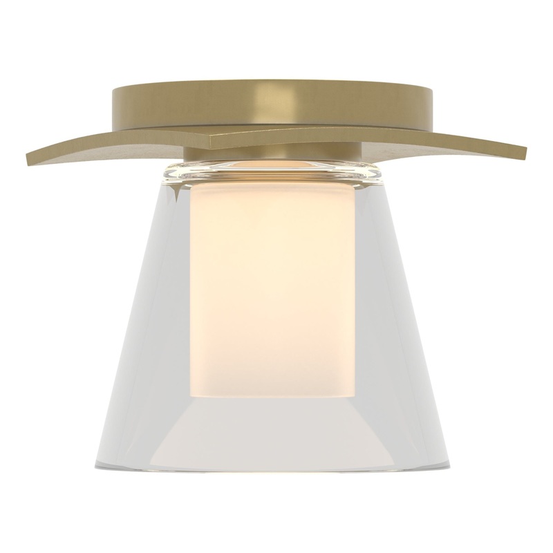 Wren Flush Mount Modern Brass Clear Glass with Opal Diffuser (ZU)