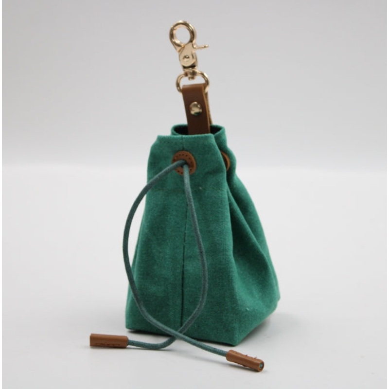 2-PCS Aqua Clip-On Canvas Dog Treat Pouch – Portable Drawstring Bag for Training & Walks
