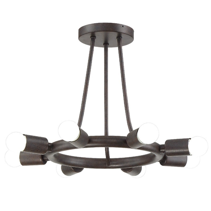 Crystorama 9043-CZ Dakota Eight Light Semi Flush Mount Charcoal Bronze