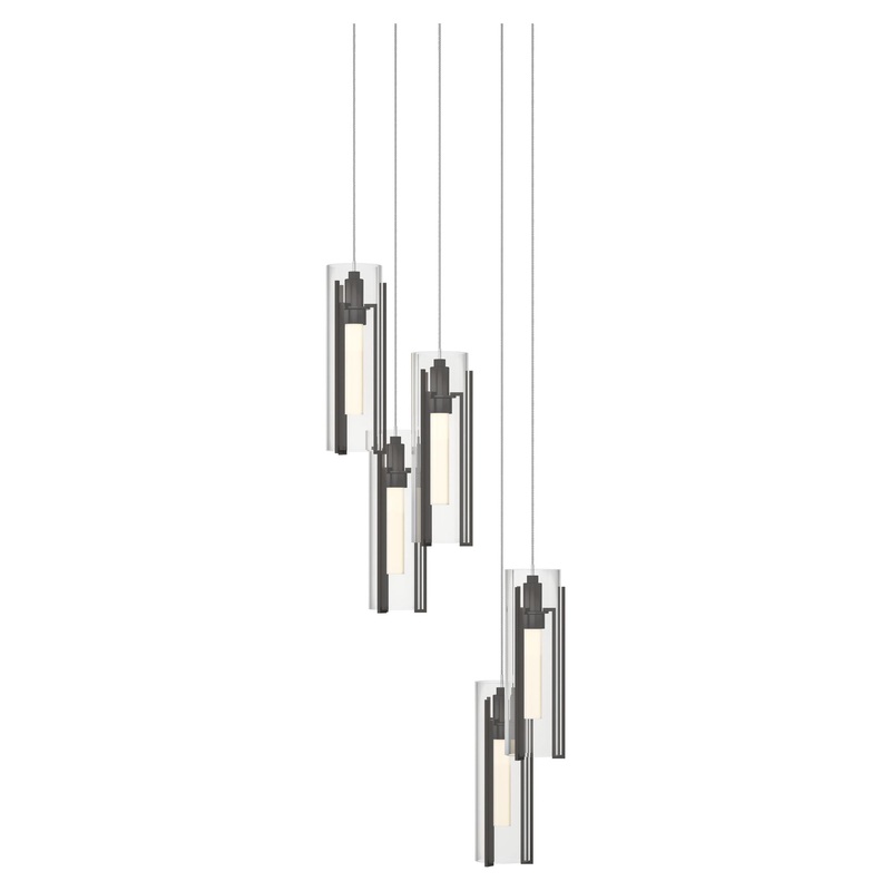 Exos Glass 5-Light Pendant Oil Rubbed Bronze Clear Glass (ZM)