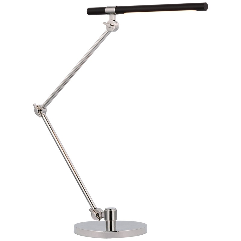 LED Desk Lamp from the Heron Collection in Polished Nickel And Matte Black Finish by Visual Comfort Signature