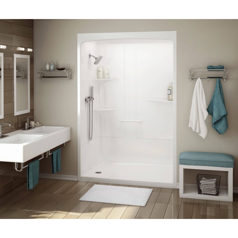 MAAX 107002-2-000-001 ALLIA SHR-6034 Acrylic Alcove Center Drain One-Piece Shower in White