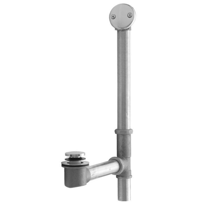 Tub Drain Bottom Outlet Standard Toe Control with Faceplate 2 Hole Waste Polished Chrome Fixed 1-1/2 Inch Brass 10 Inch