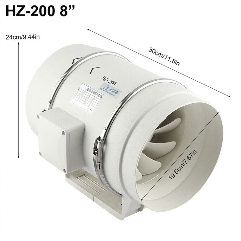 8″ Inch Silent Extractor Fan Duct Hydroponic Inline Exhaust Vent Industrial