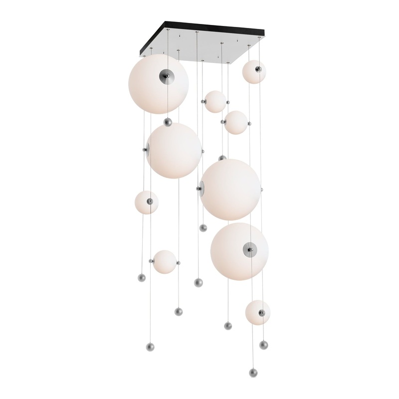Abacus 10-Light Square LED Pendant Vintage Platinum Opal Glass (GG)