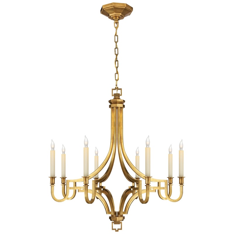 Eight Light Chandelier from the Mykonos Collection in Antique-Burnished Brass Finish by Visual Comfort Signature