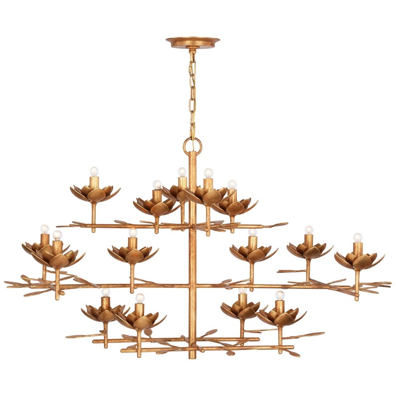 LED Chandelier from the Clementine Collection in Antique Gold Leaf Finish by Visual Comfort Signature