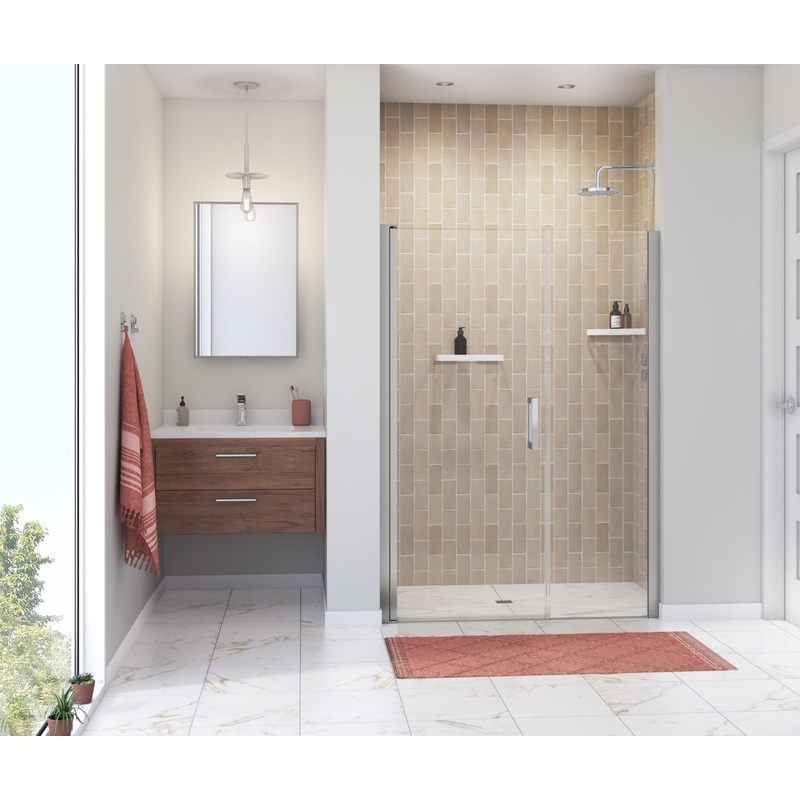MAAX 138272-900-084-101 Manhattan 47-49 x 68 in. 6 mm Pivot Shower Door for Alcove Installation with Clear glass & Square Handle in Chrome