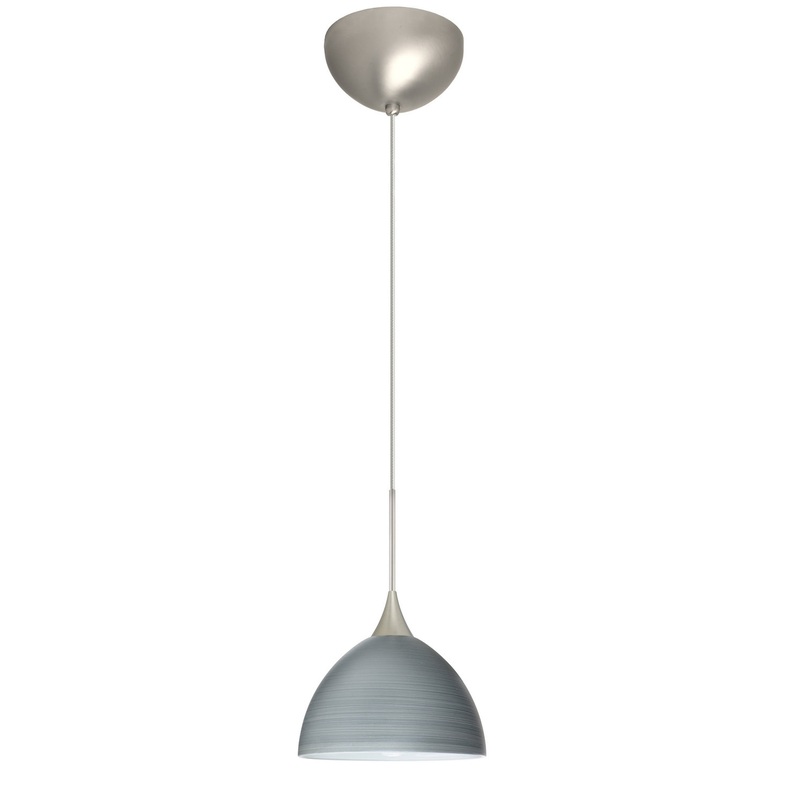 One Light Pendant from the Brella Collection in Satin Nickel Finish by Besa