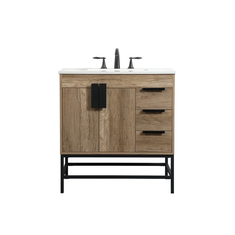 Single Bathroom Vanity from the Eugene Collection in Natural Oak Finish by Elegant Lighting