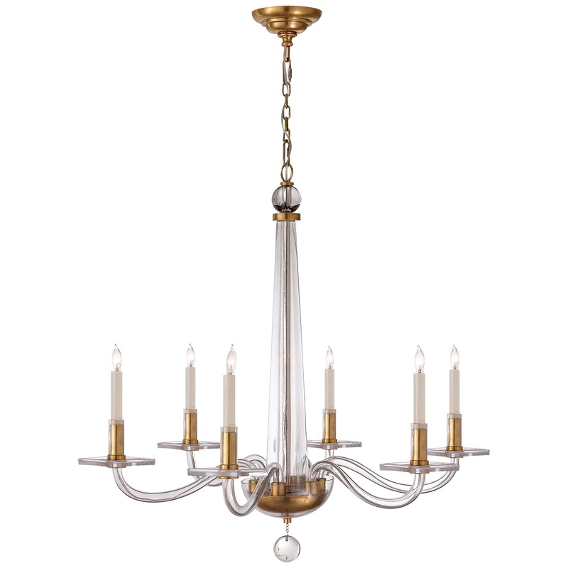 Six Light Chandelier from the Bernardo Collection in Antique Brass And Clear Glass Finish by Visual Comfort Signature