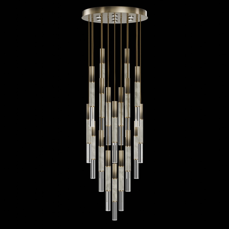 Antonia 31″W Round Pendant Ombre Bronze/Brass/Smoke