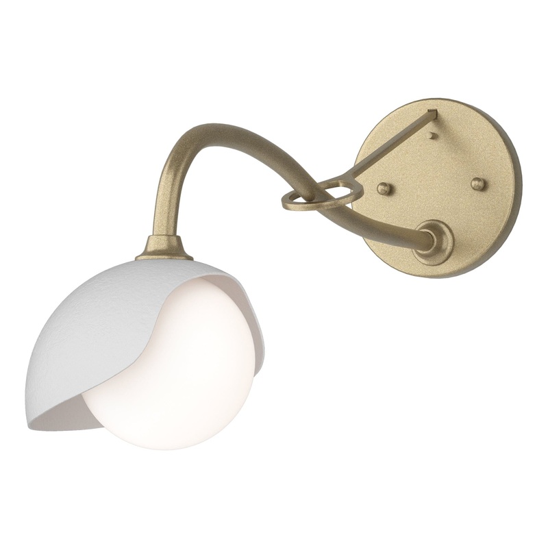 Brooklyn 1-Light Single Shade Long-Arm Sconce Soft Gold White