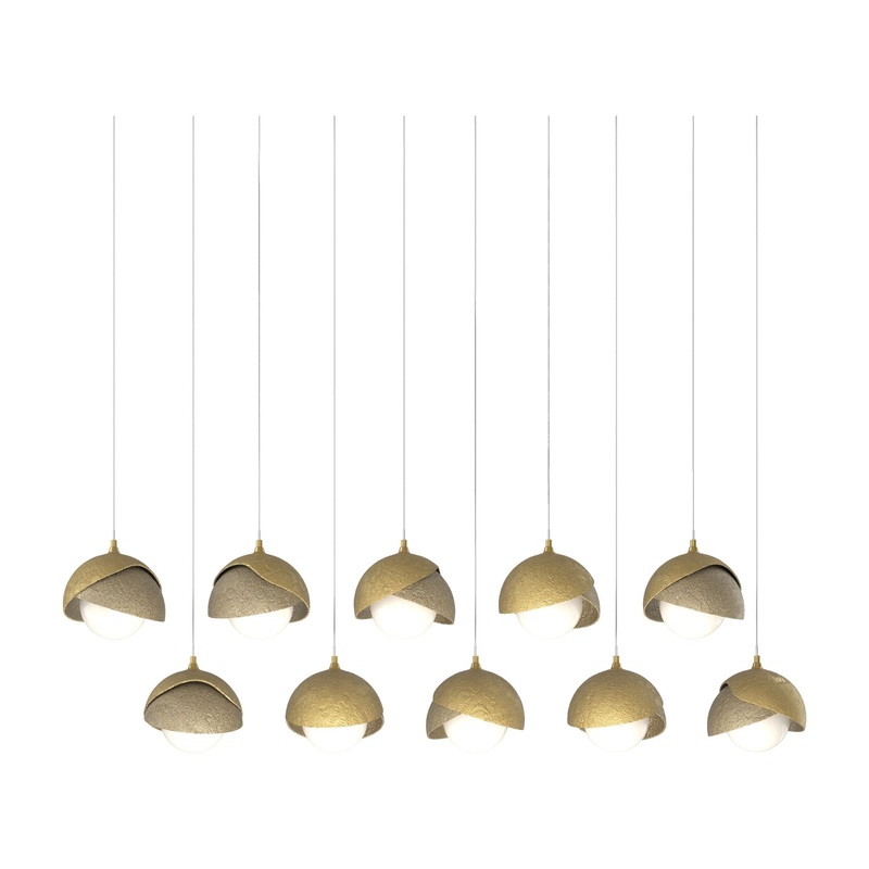 Brooklyn 10-Light Double Shade Pendant Modern Brass Soft Gold