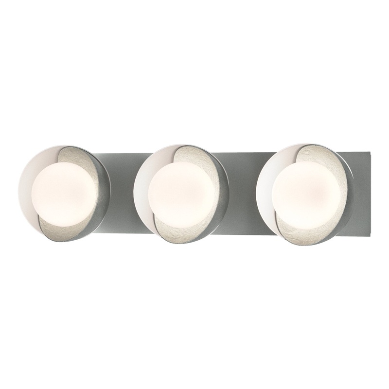Brooklyn 3-Light Straight Double Shade Bath Sconce Vintage Platinum White