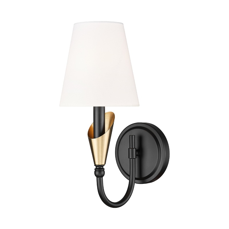 Claudelle 1-Light Wall Sconce Matte Black + Modern Gold