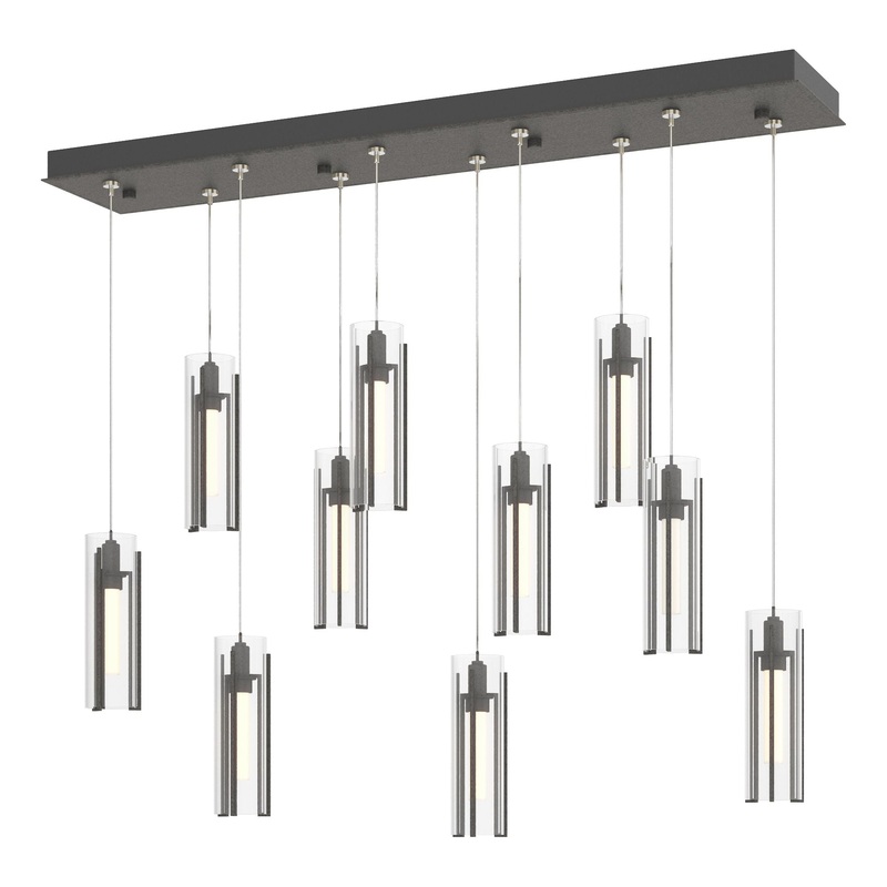 Exos Glass 10-Light Pendant Natural Iron Clear Glass (ZM)