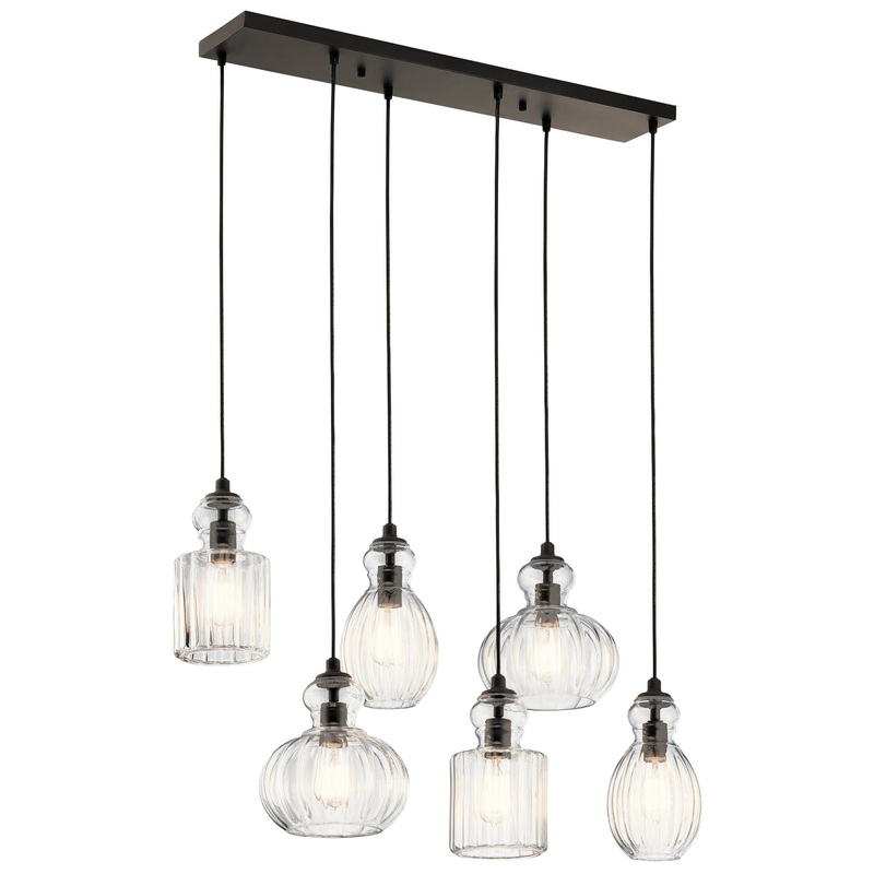 Kichler 43950OZ Six Light Linear Chandelier, Olde Bronze