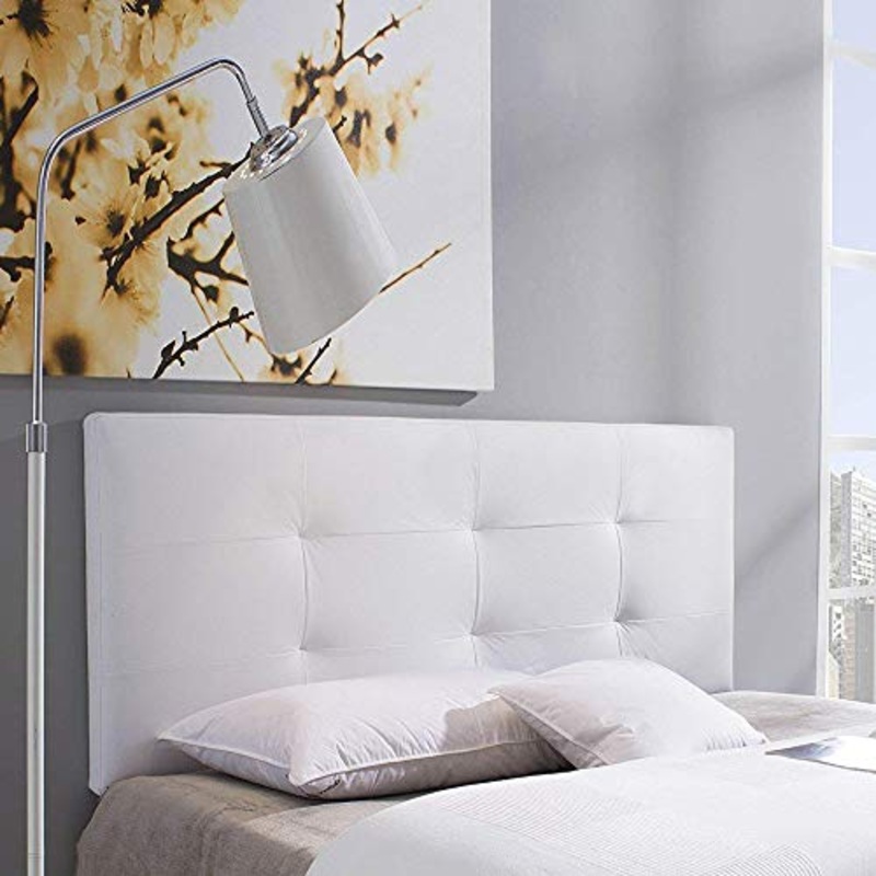 marcKonfort Testiera Carla 140×60 cm Bianco, Pelle Sintetica, Imbottita in Schiuma, 8 cm di Spessore, Kit Montaggio Incluso