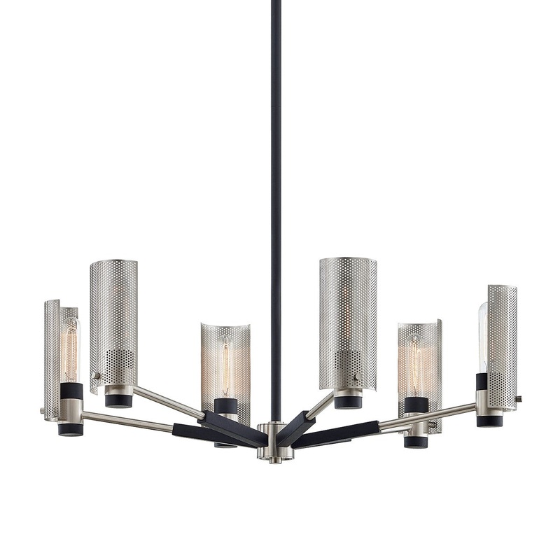 Six Light Chandelier from the Pilsen Collection in Carbide Blk W Satin Nickel Finish by Troy Lighting