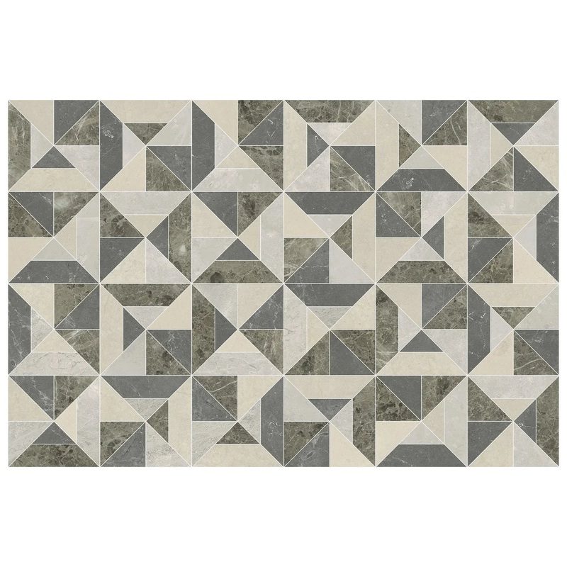 Utopio Tria Terra Honed + Polished Blend Natural Stone Waterjet Mosaic