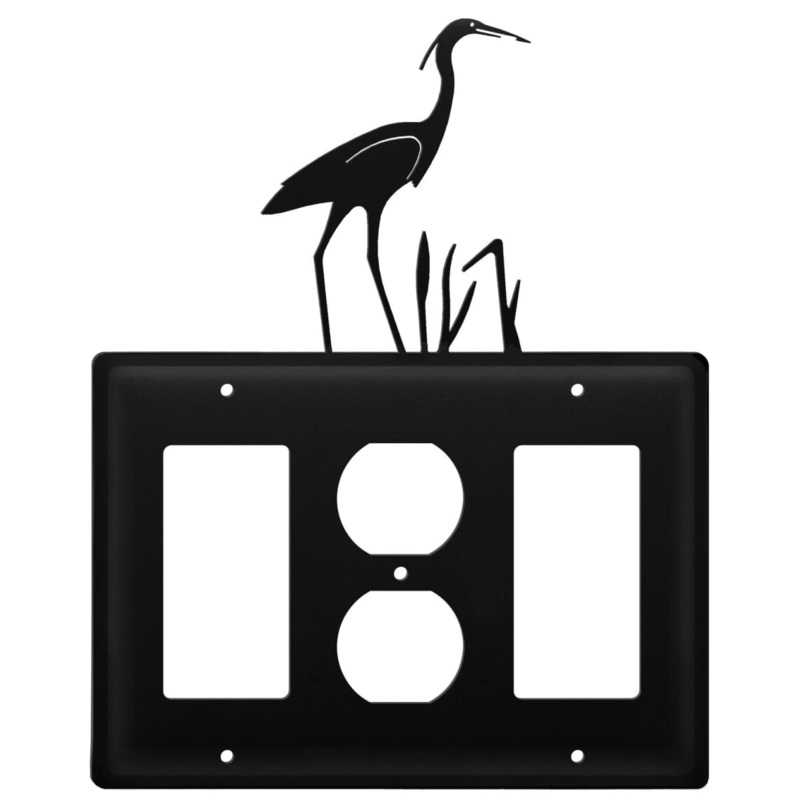 Village Wrought Iron EGOG-133 Triple Heron Single GFI Outlet and GFI Cover CUSTOM Product