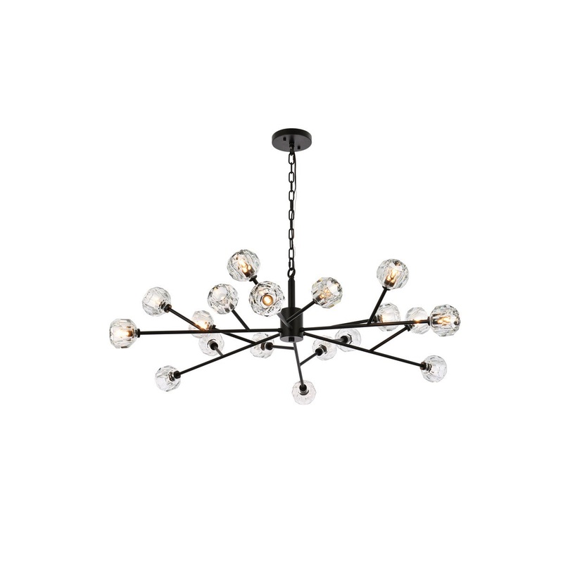 18 Light Pendant from the Graham Collection in Black And Clear Finish by Elegant Lighting