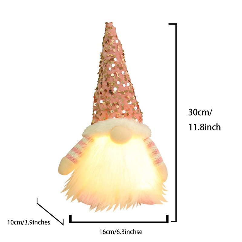 2 Pcs Pink Charming Light-Up Christmas Gnome – Festive Nordic Plush Holiday Decoration