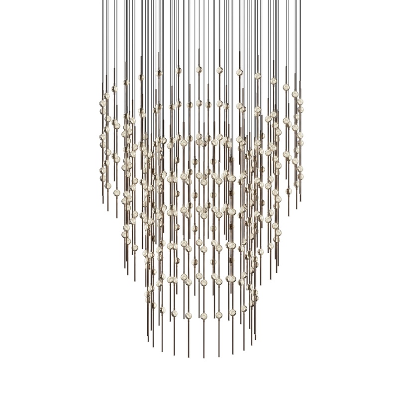 Constellation 48″ Centaurus Pyramid LED Pendant Espresso Black with Clear Faceted Acrylic 3000K